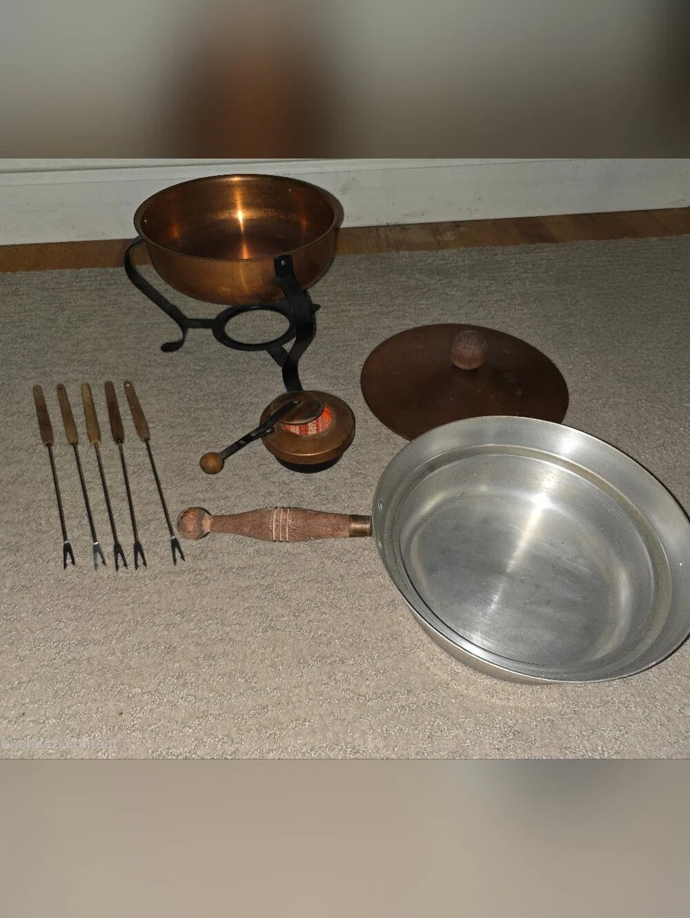 Vintage 1970s Copper Fondue Pot Set
